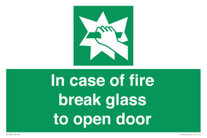 In case of fire break glass to open door